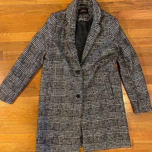 Black white plaid blazer coat jacket M Ambiance outerwear